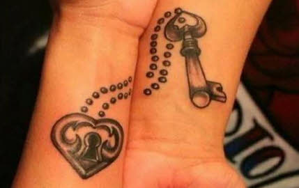 tatuajes para dos llave y corazón cerradura